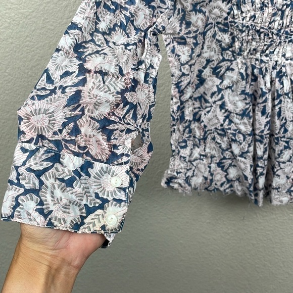 Roberta Roller Rabbit Shirred Pintuck Blouse Kurta Peasant Top Sz S - Picture 4 of 12